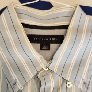 Tommy Hilfiger Blue and White Casual Button Down Shirt